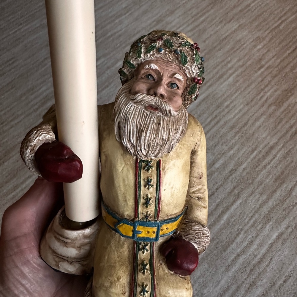 Cresswell Christmas Holiday Shelf Sitter Victorian Santa Welcome Light Lamp Vint